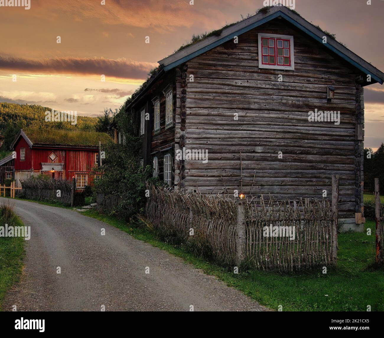 Norwegian Landscapes - The characteristic Norwegian houses Stock Photo