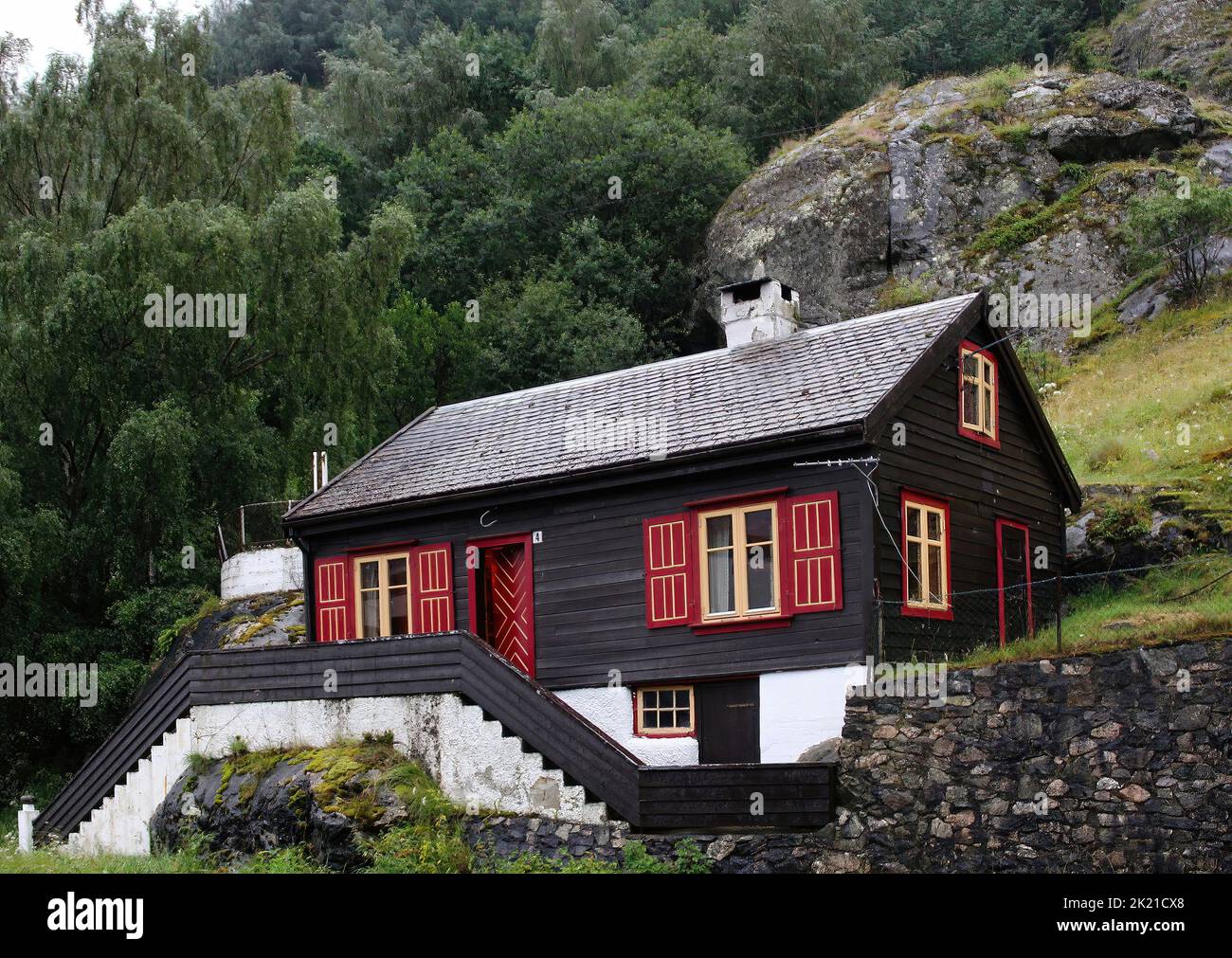 Norwegian Landscapes - The characteristic Norwegian houses Stock Photo