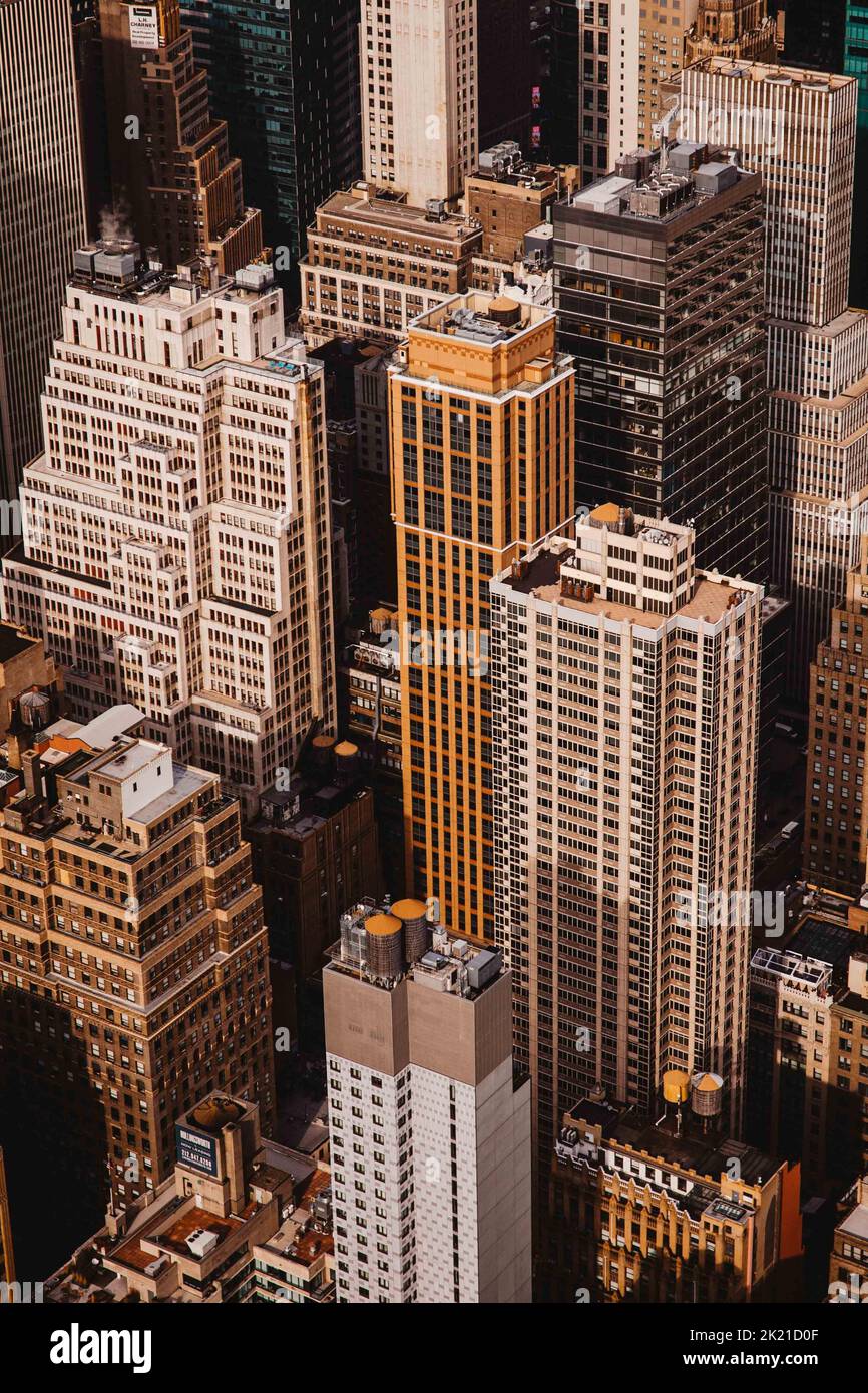 An aerial shot of downtown New York skyscrapers Stock Photo - Alamy