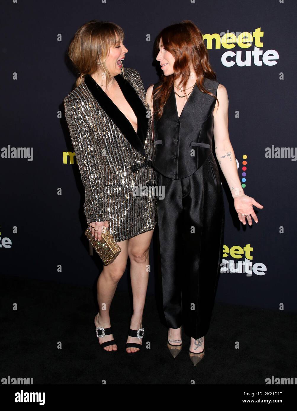 Kaley Cuoco and Zosia Mamet attending Peacock's 'Meet Cute' Premiere held at Manhattan West