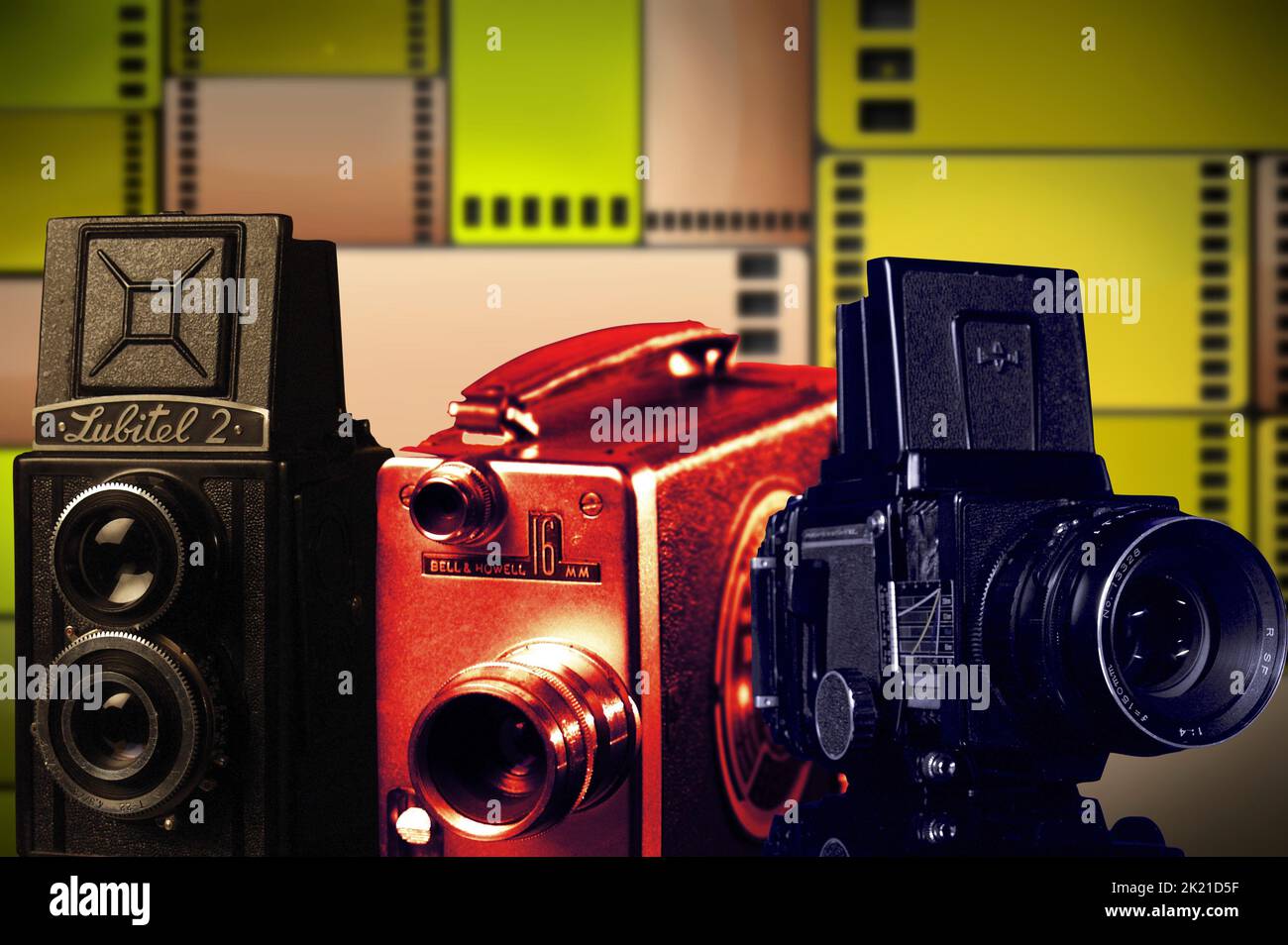 A collection of vintage video cameras Stock Photo