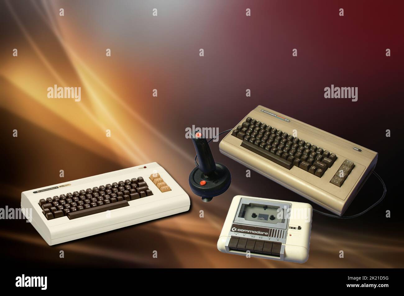 The Commodore Vic 20 and the Commodore 64 two famous computers of the 80s Stock Photo