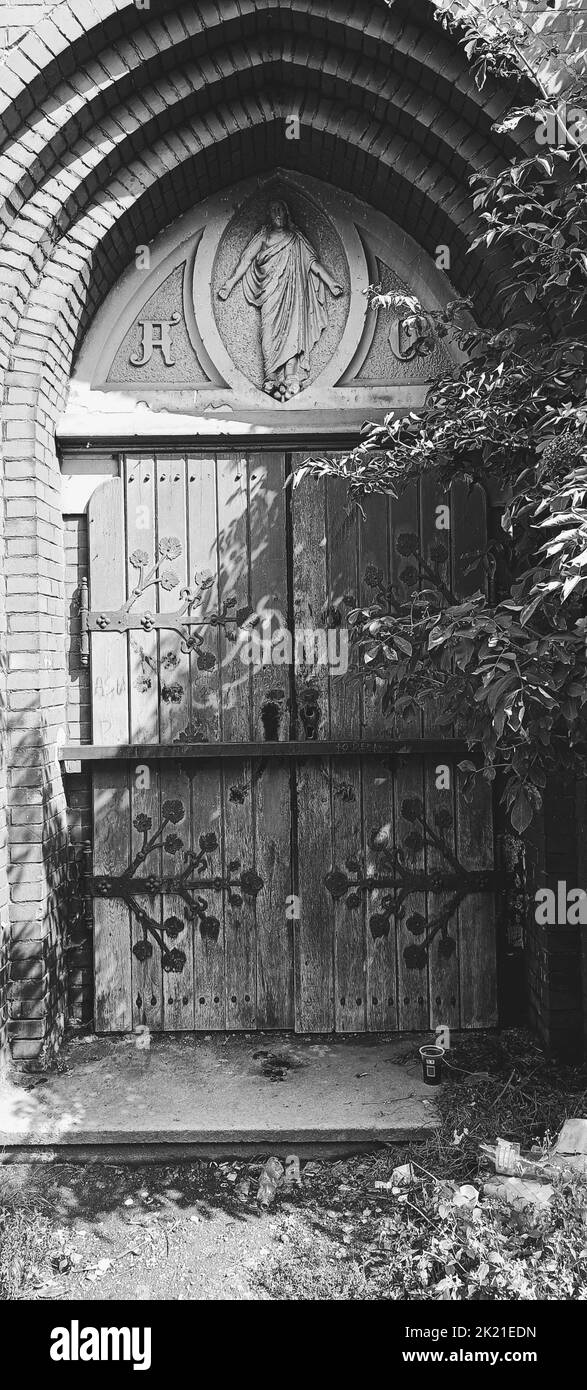 White wooden gate Black and White Stock Photos & Images - Alamy