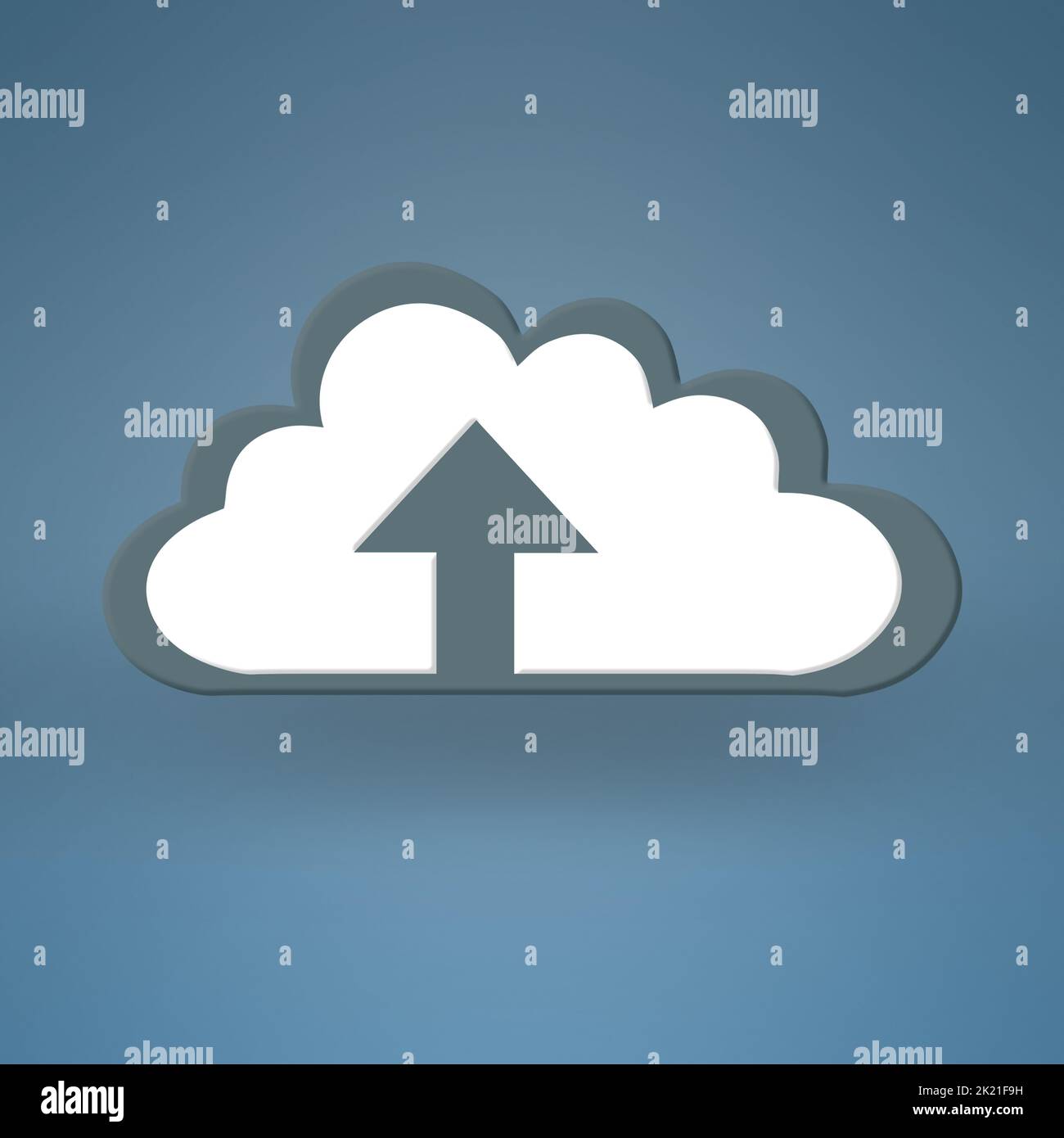 Your upload is complete. Conceptual image representing modern cloud computing. Stock Photo