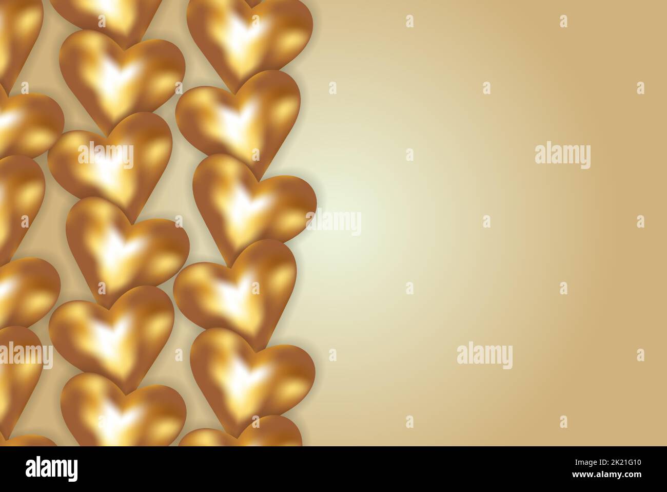 Gold Heart 3d Render Style Background Illustration Template Stock Vector