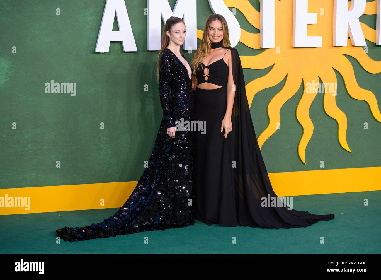 London, UK. 21 September 2022. Andrea Riseborough and Margot Robbie attending the European premiere of Amsterdam at the Odeon Luxe Leicester Square Cinema, London Picture date: Wednesday September 21, 2022. Photo credit should read: Matt Crossick/Empics/Alamy Live News Stock Photo