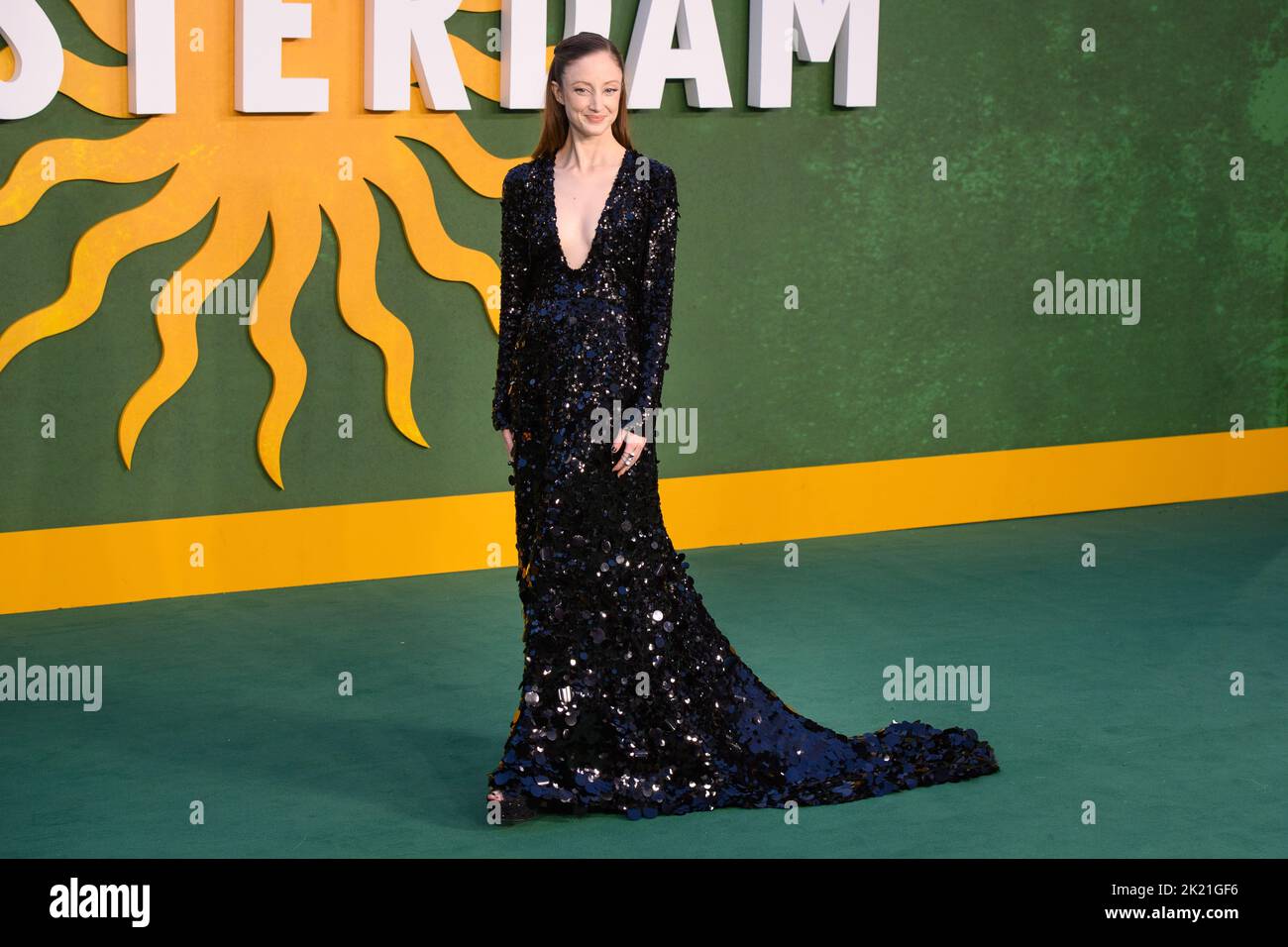 London, UK. 22 September 2022. Andrea Riseborough attending the European premiere of Amsterdam at the Odeon Luxe Leicester Square Cinema, London Picture date: Thursday September 22, 2022. Photo credit should read: Matt Crossick/Empics/Alamy Live News Stock Photo