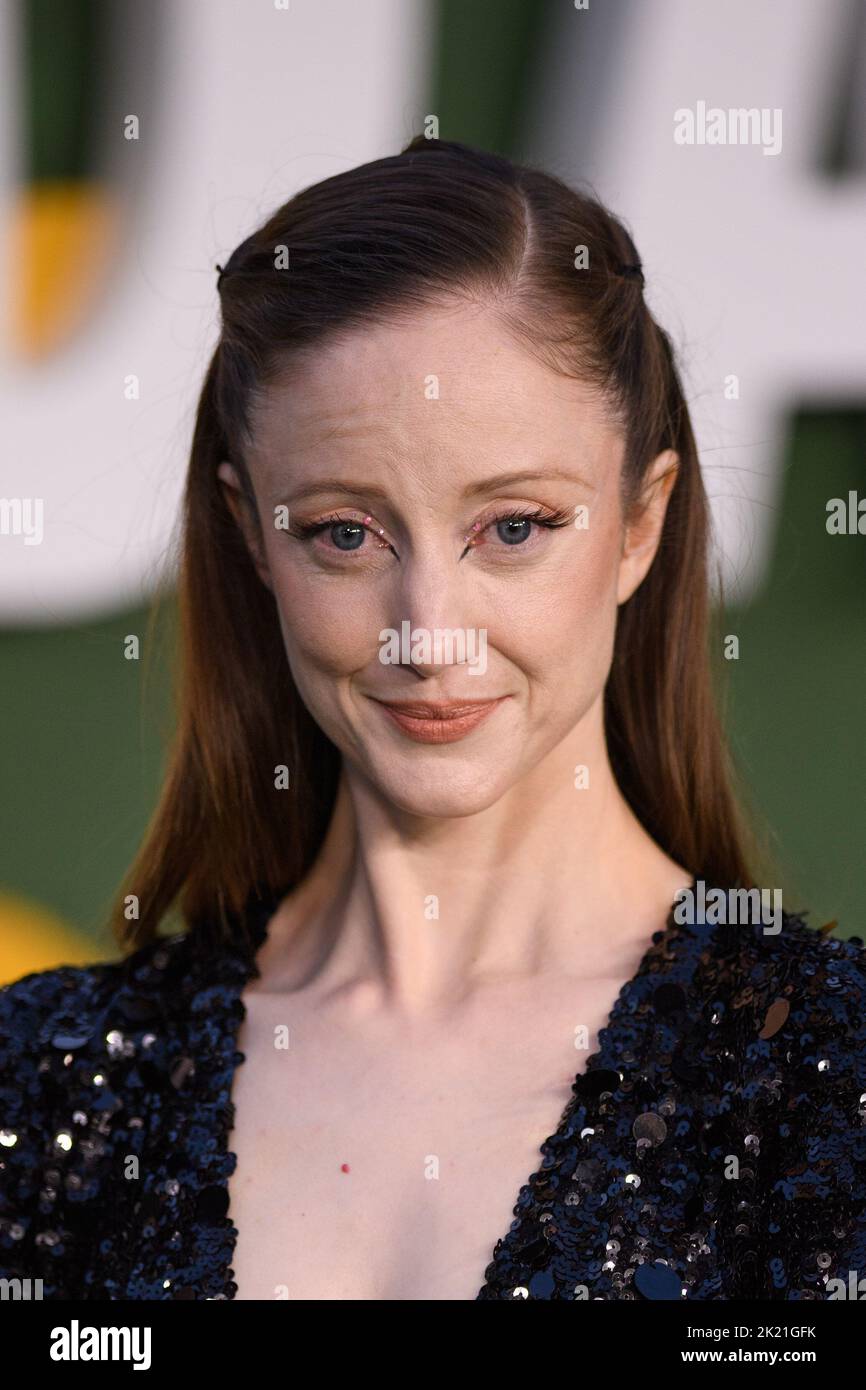 London, UK. 22 September 2022. Andrea Riseborough attending the European premiere of Amsterdam at the Odeon Luxe Leicester Square Cinema, London Picture date: Thursday September 22, 2022. Photo credit should read: Matt Crossick/Empics/Alamy Live News Stock Photo