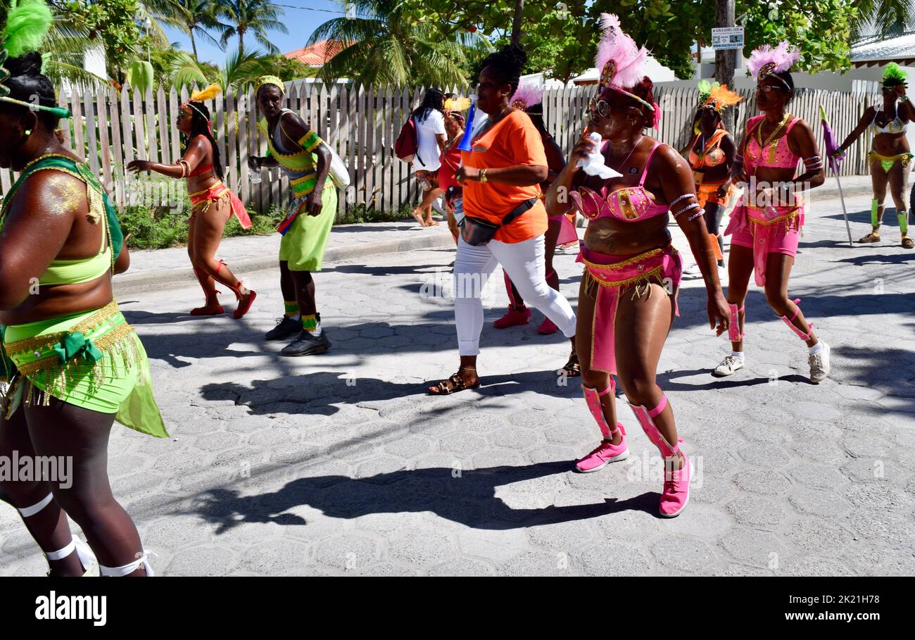 Colorfully costumed carnival goers dancing and having fun in the San