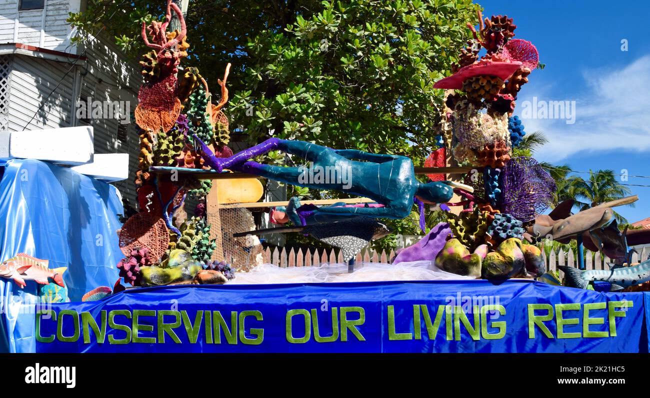 The Hol Chan marine reserve float in the San Pedro, Belize, Carnival
