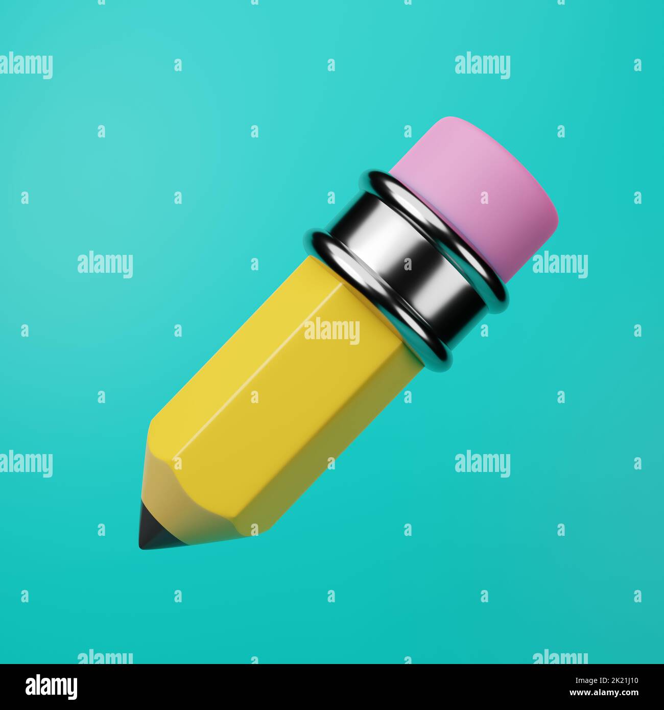 Cute yellow pencil with eraser. 3d illustration Stock Photo Alamy