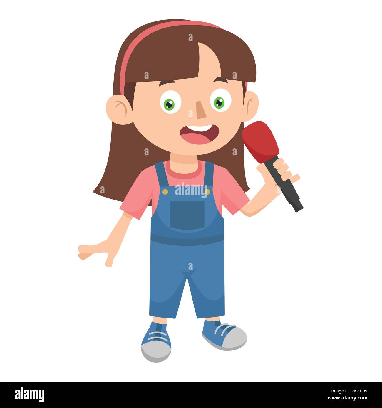 A Girl Is Singing For A Show. Kids Activities Stock Vector Image & Art