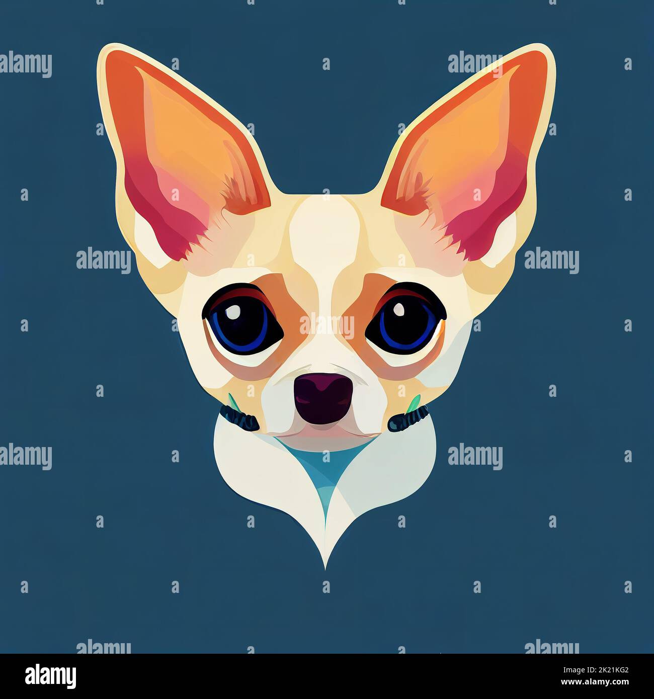 Cute muzzle chihuahua sticker. Portrait of a miniature dog. Flat
