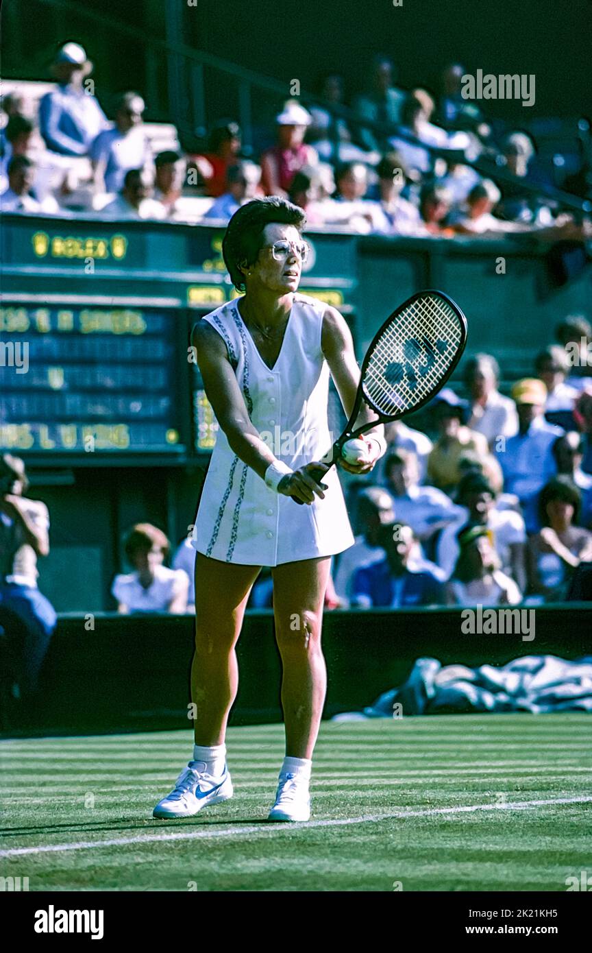 Billy Jean King at the 1983 Wimbledon Stock Photo