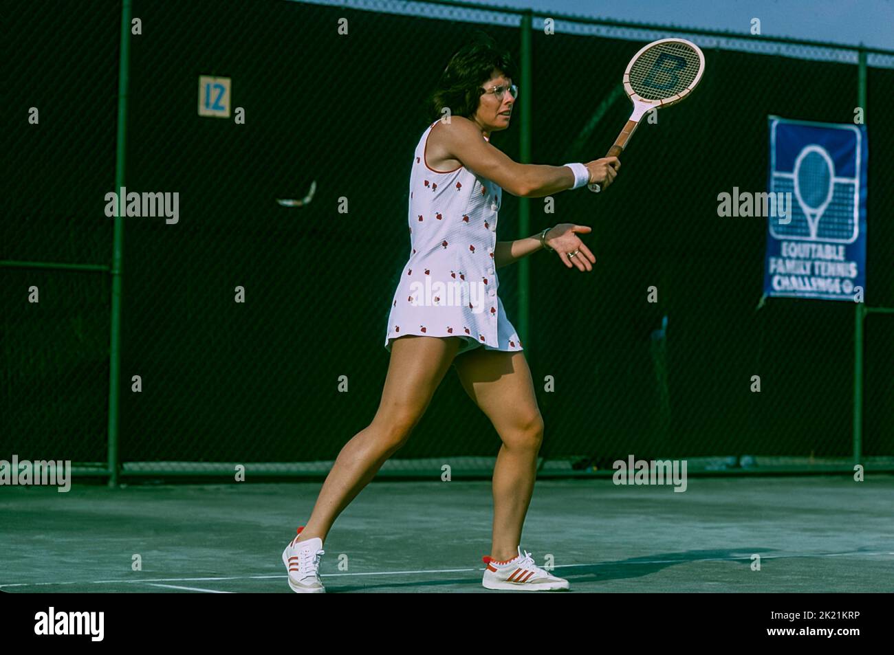 Billy Jean King at the 1977 US Open Tennis Stock Photo