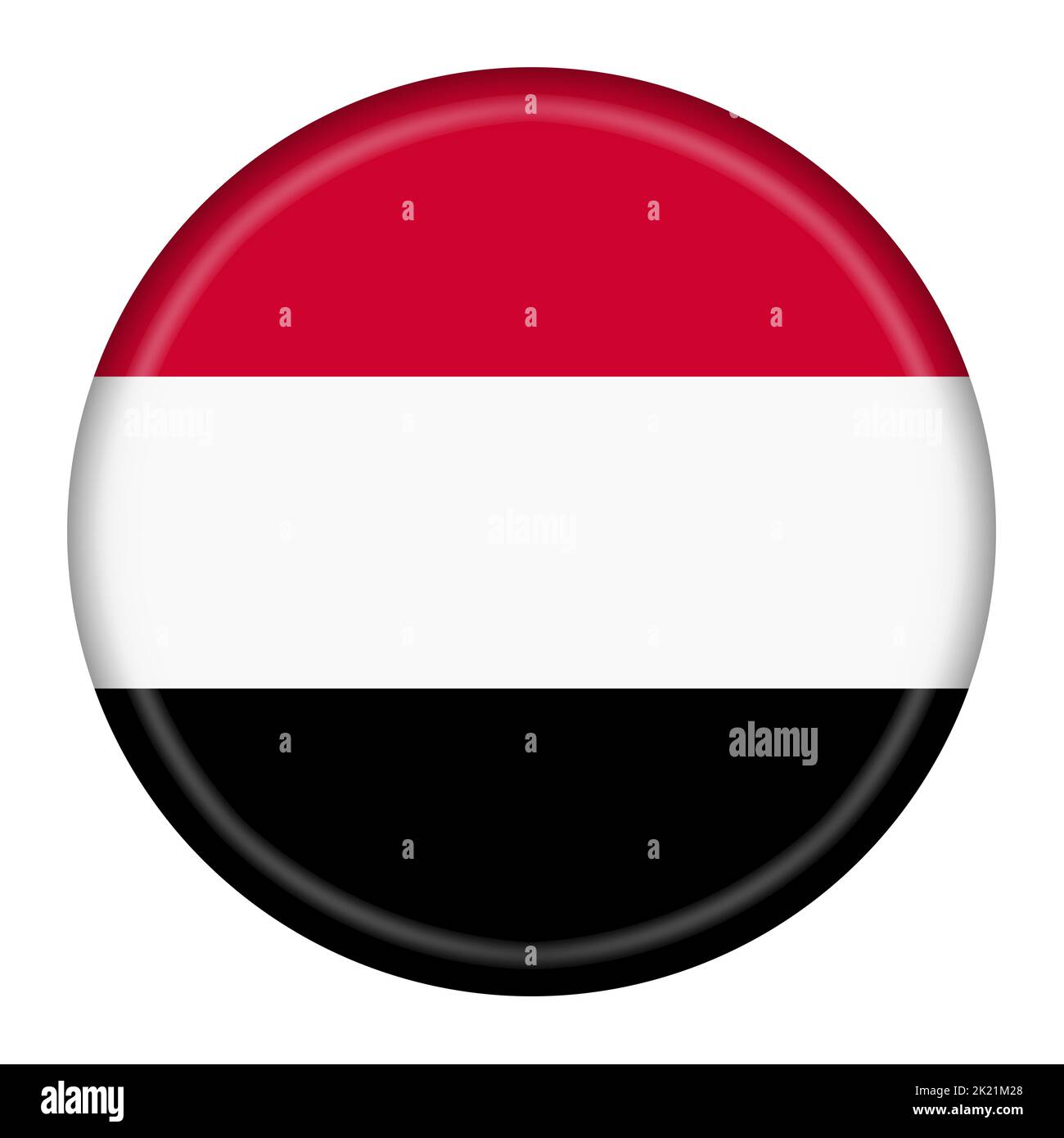 A Yemen flag button 3d illustration with clipping path Stock Photo