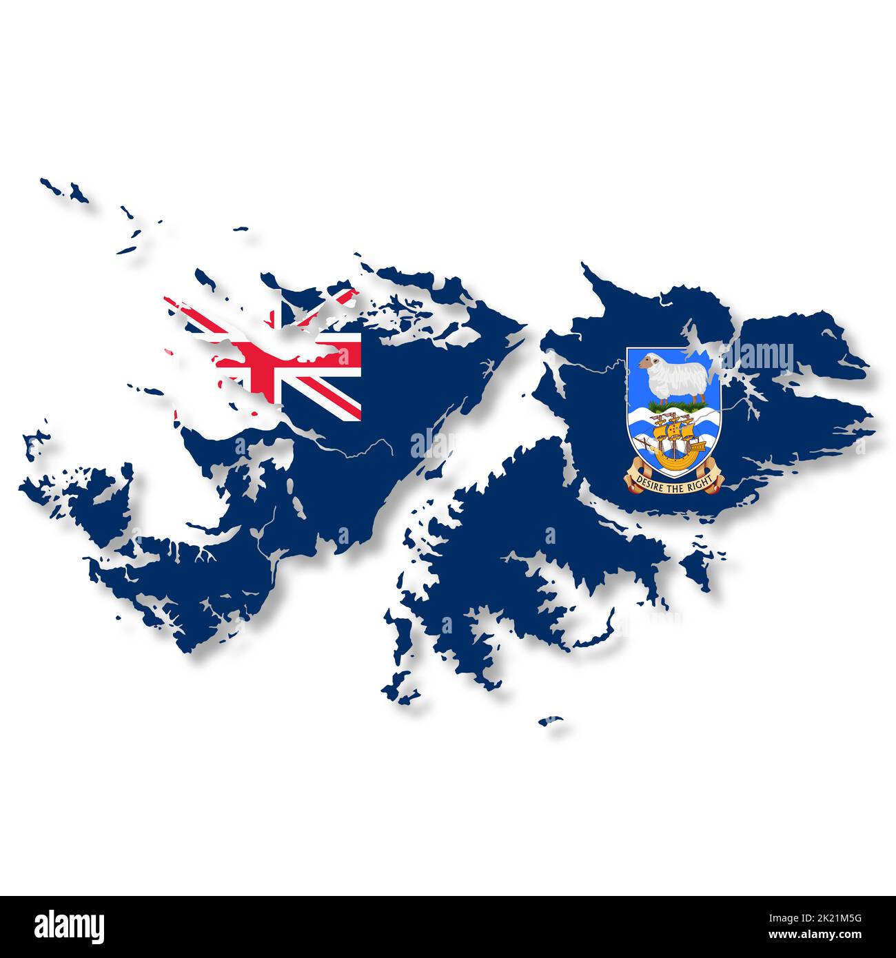 Falkland Islands map on white background with clipping path Stock Photo