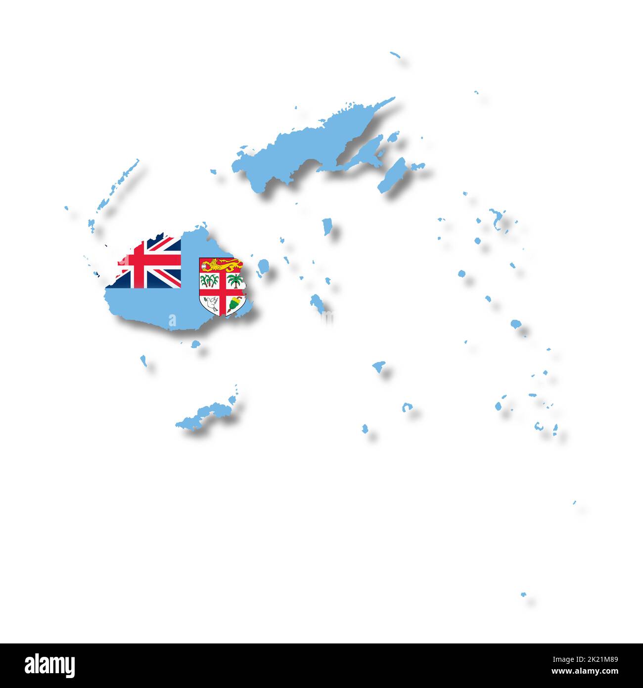 A Fiji map on white background with clipping path to remove shadow 3d illustration Stock Photo