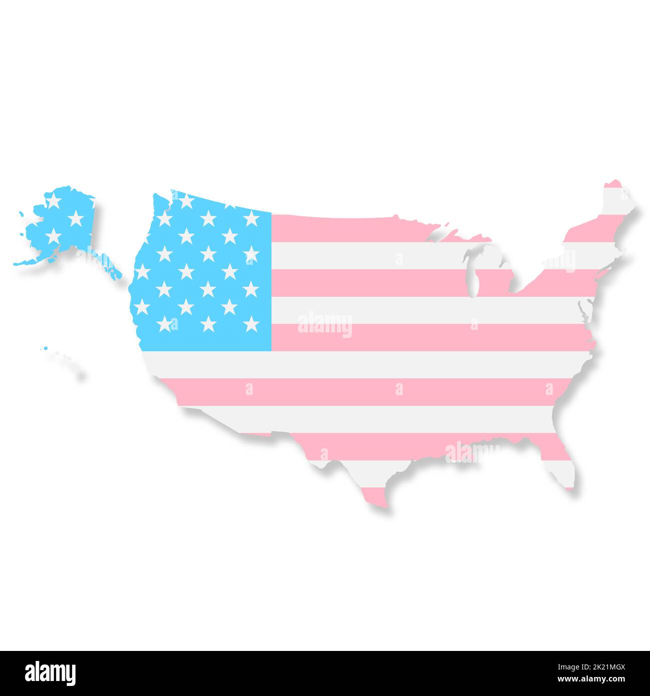 A United States of America trans gender flag map isolated on white with clipping path 3d illustration Stock Photo