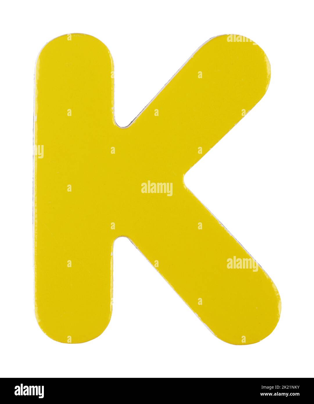 An upper case K magnetic letter on white with clipping path Stock Photo