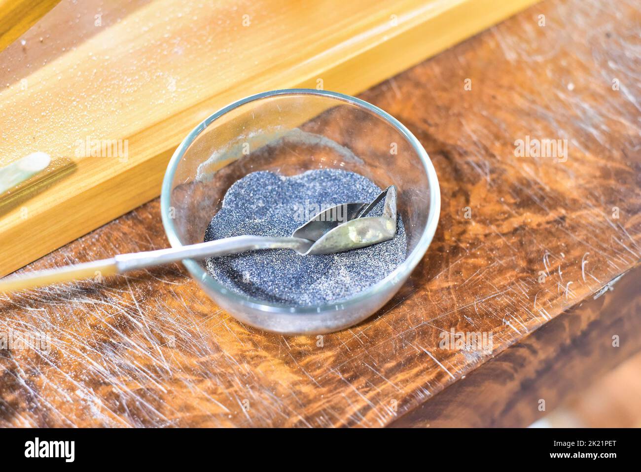 Natural colored sand and tool for creating sand painting as traditional