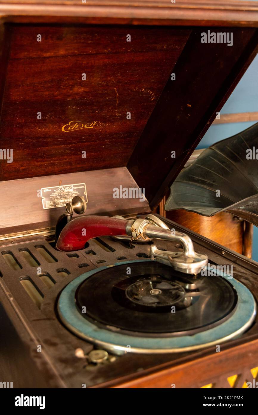 Canada Circa 2022 Vintage Thomas Edison record player Stock Photo