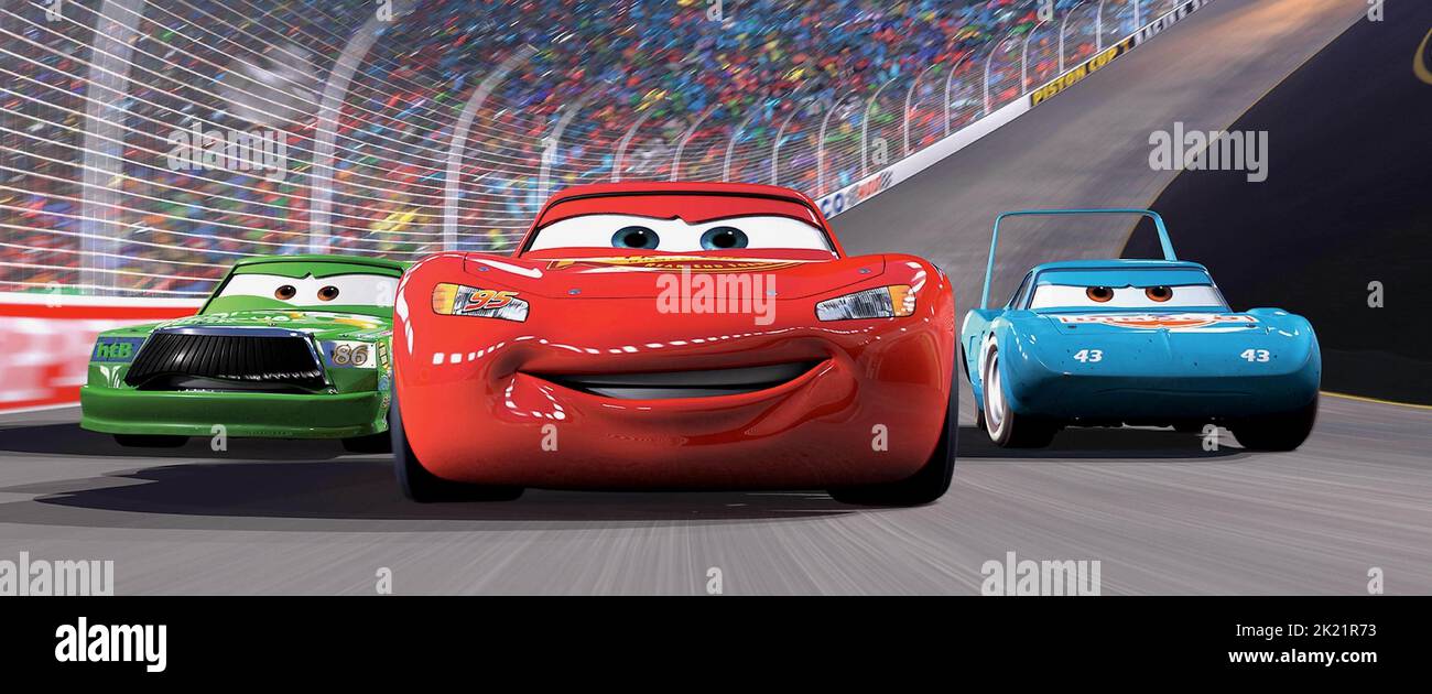 CHICK HICKS, LIGHTNING MCQUEEN, THE KING, CARS, 2006 Stock Photo