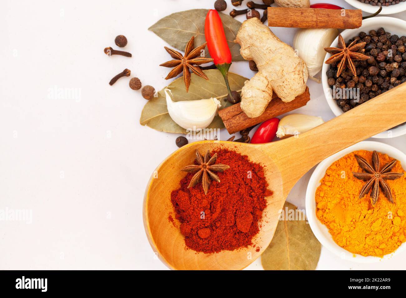 Add some spice to your life. an assortment of colorful spices. Stock Photo
