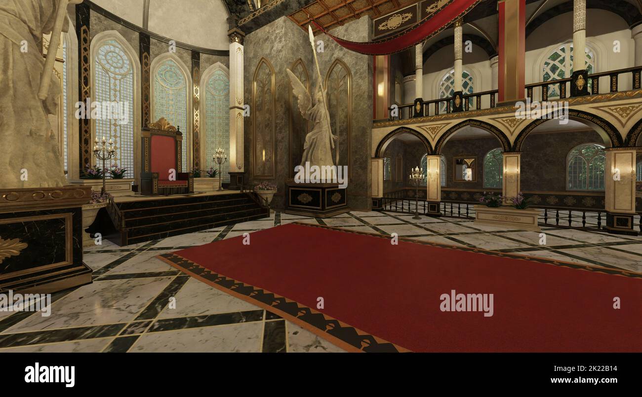 3D illustration fantasy royal palace interior Stock Photo - Alamy