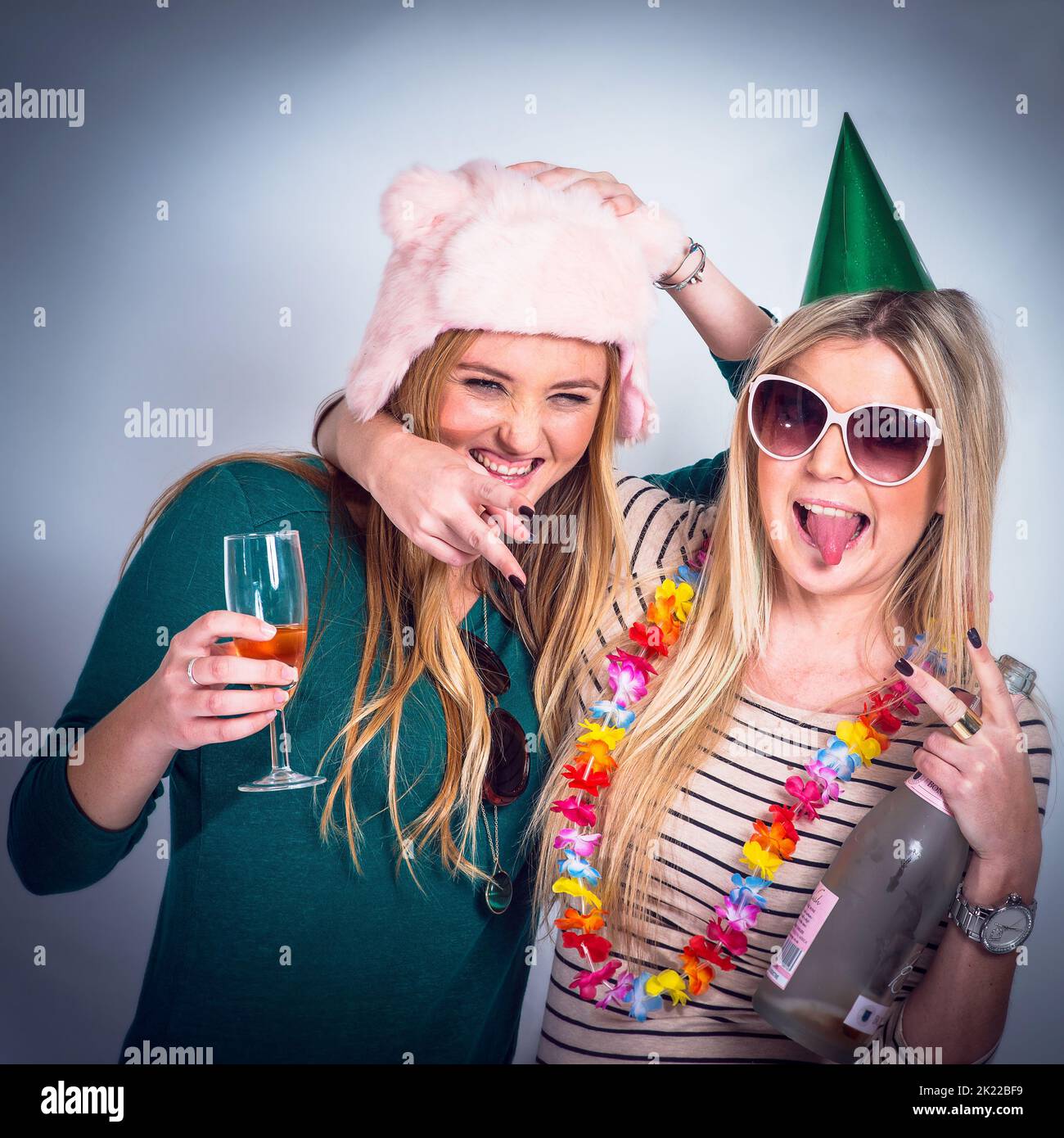 You drink too much, swear too much and have crazy morals...youre everything Ive ever wanted in a friend. Real party of guys and girls getting drunk. Stock Photo