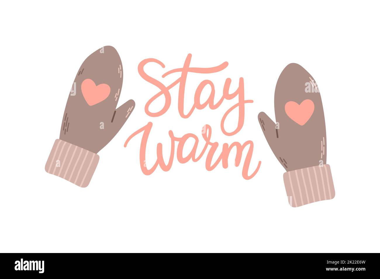 Winter woolen mittens lettering flat design vector Stock Vector