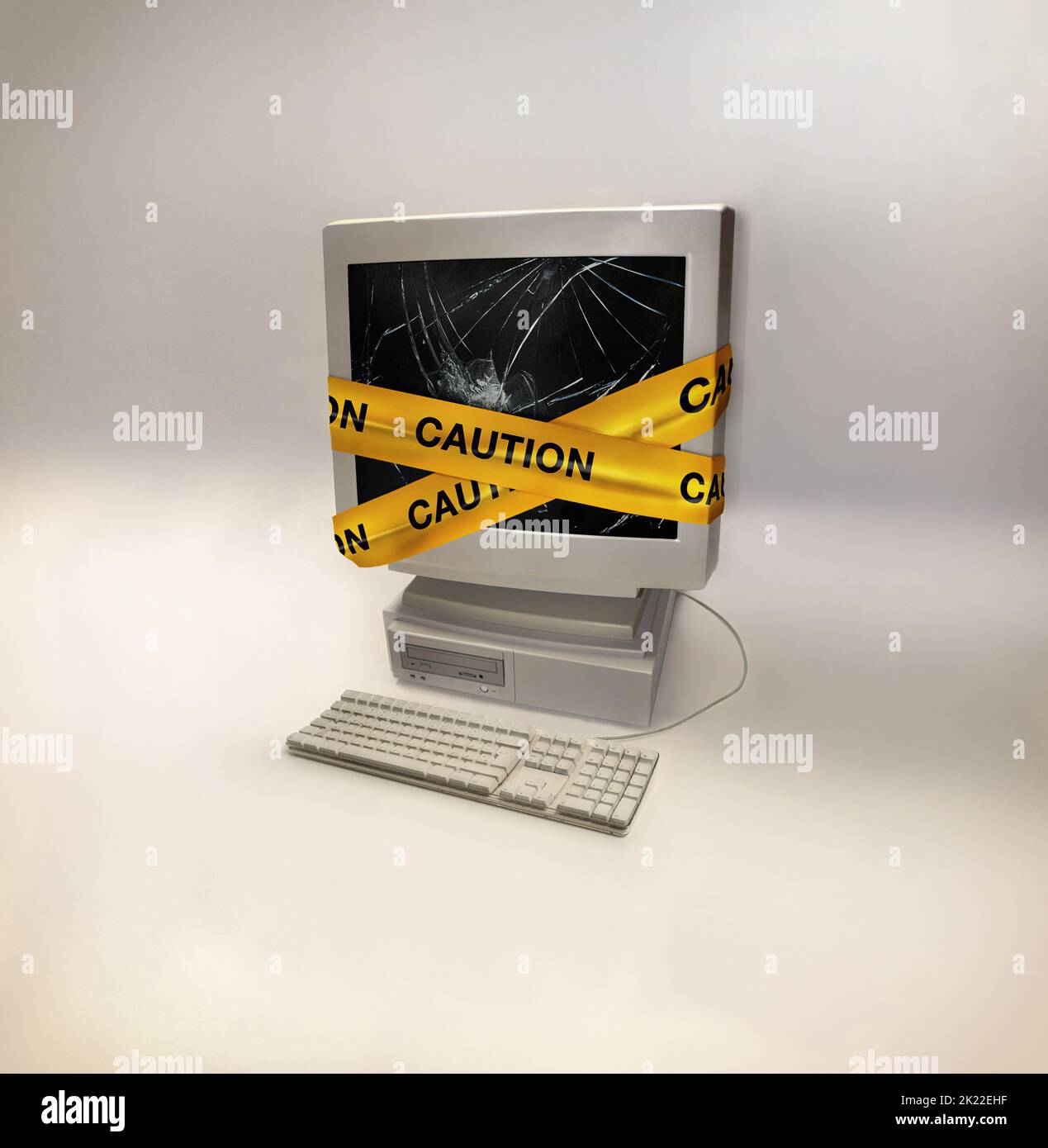 A comouter virus is no joke. a desktop computer infected with a virus- ALL design on this image is created from scratch by Yuri Arcurs team of Stock Photo