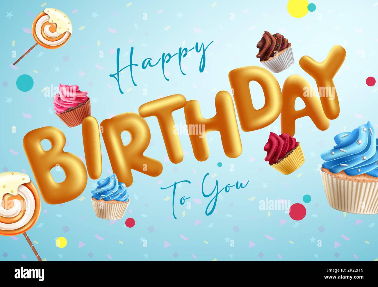Birthday greeting vector concept design. Birthday 3d balloon text with