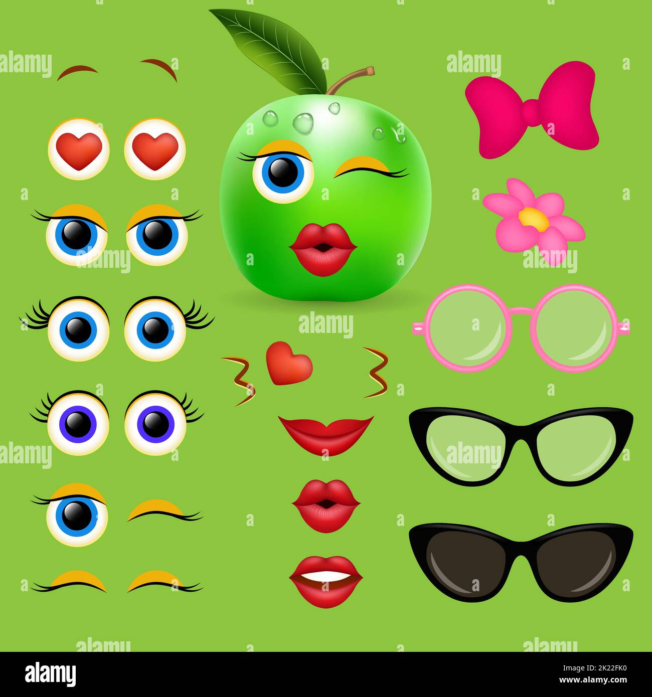 Apple girl emoji creator vector design collection Stock Vector Image