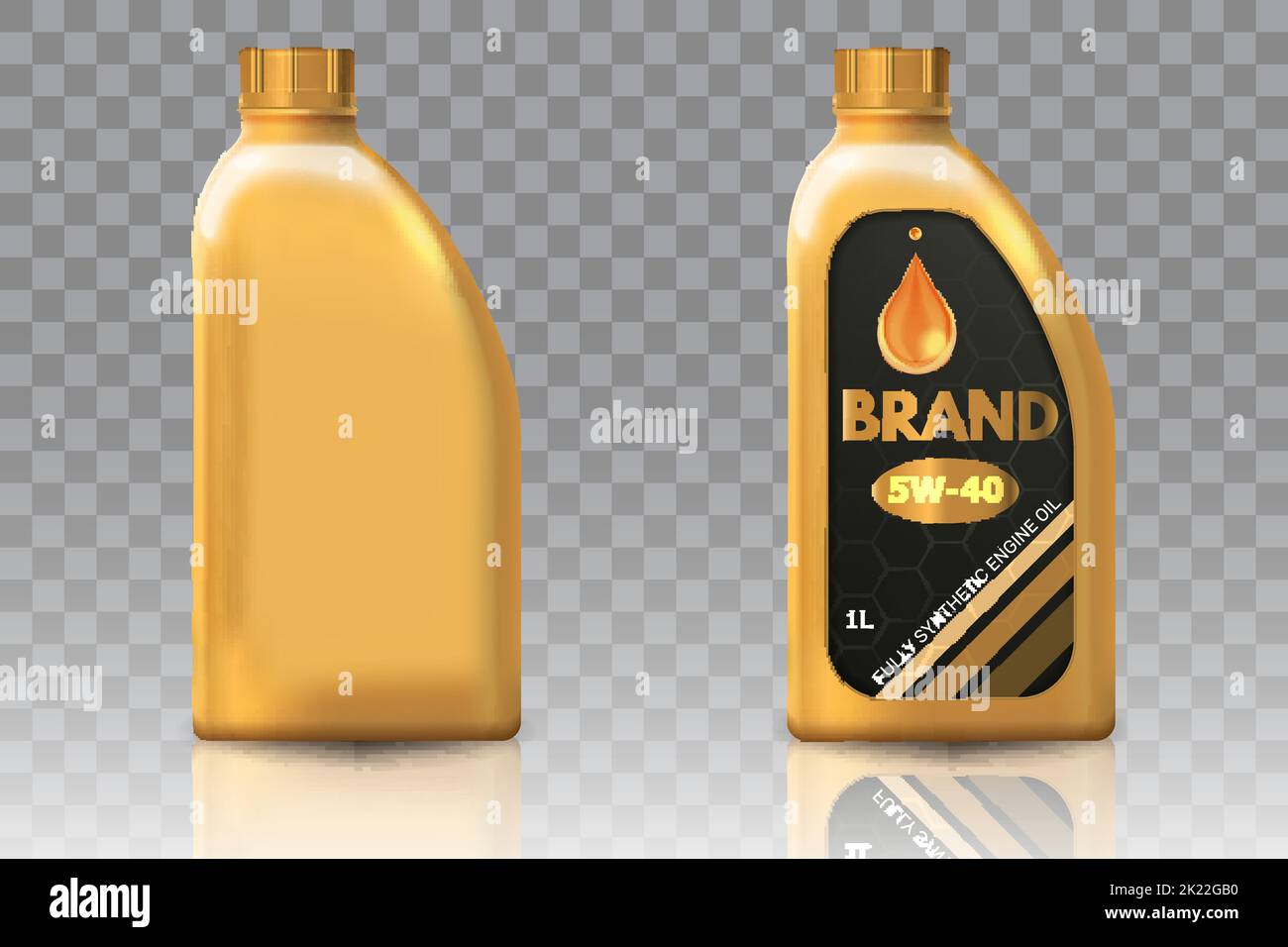 Engine oil plastic bottle package mockup set Stock Vector