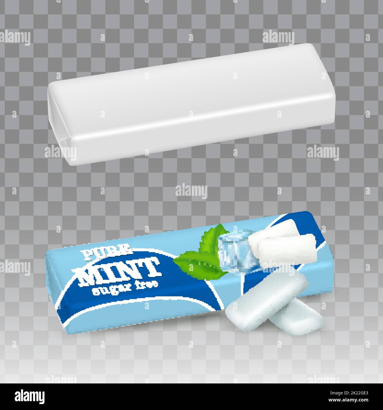 Mint chewing gum package vector realistic mockups Stock Vector Image