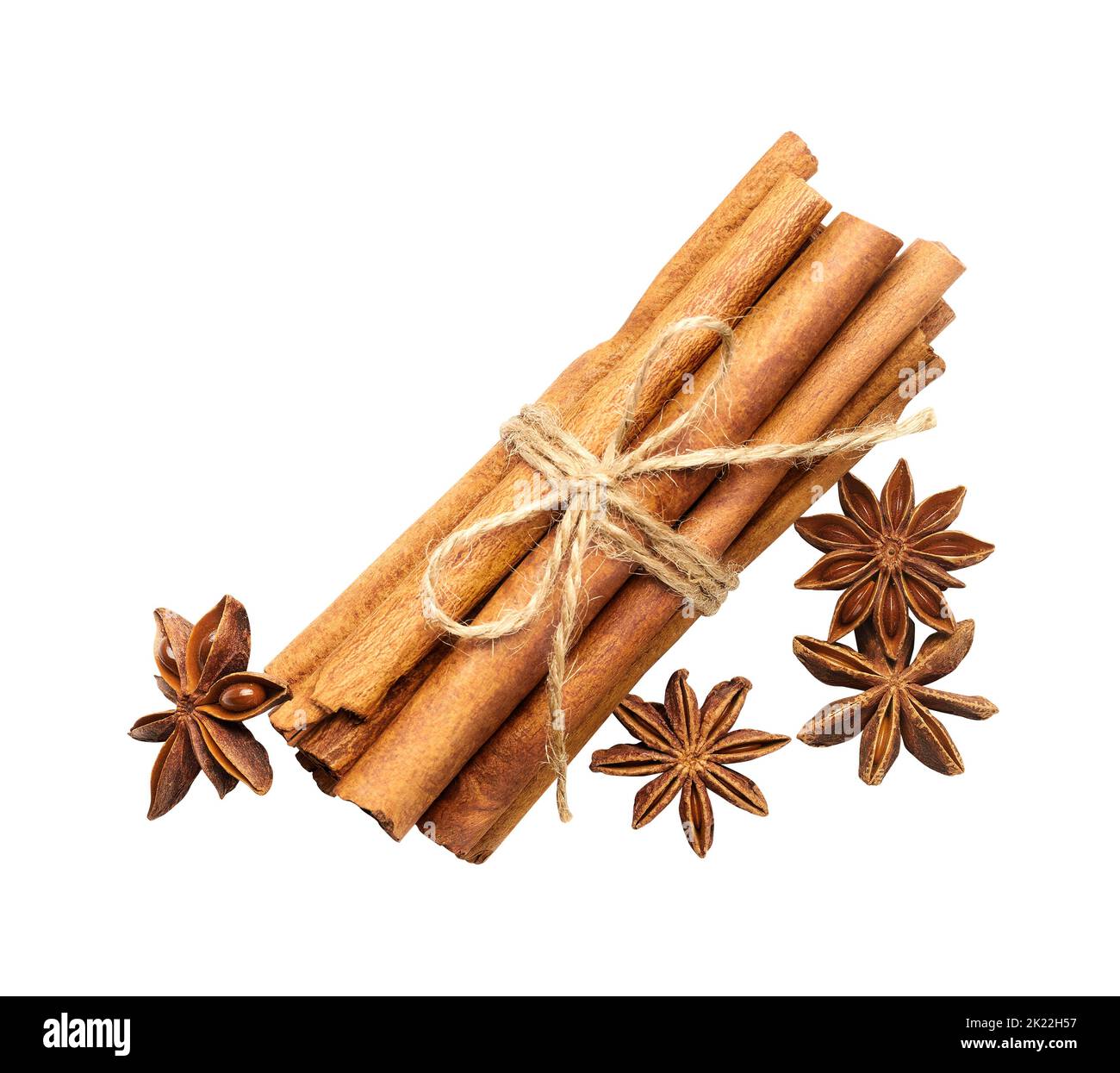 Cinnamon and star anise on white background Stock Photo