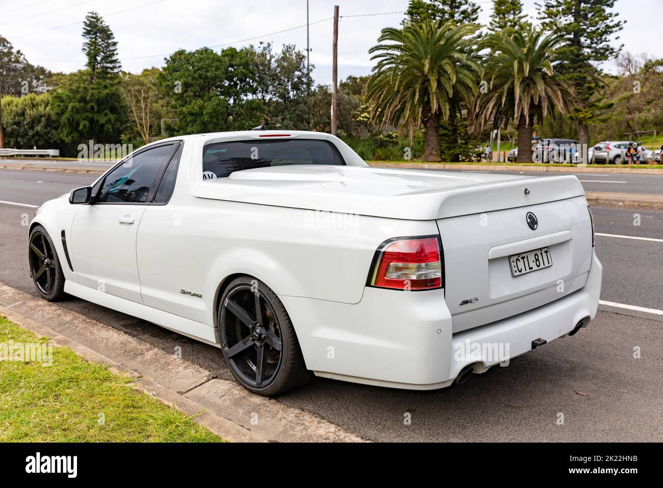White Holden 2014 SV6 ute storm utility vehicle parked in Avalon Beach,Sydney, NSW,Australia Stock Photo