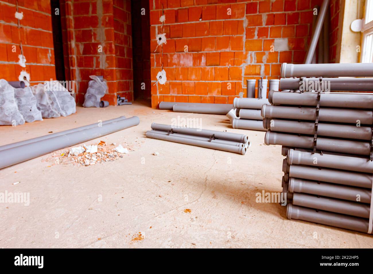 Pvc Pipe Layed Gray pvc pipes stacked construction site hi-res stock photography and ...