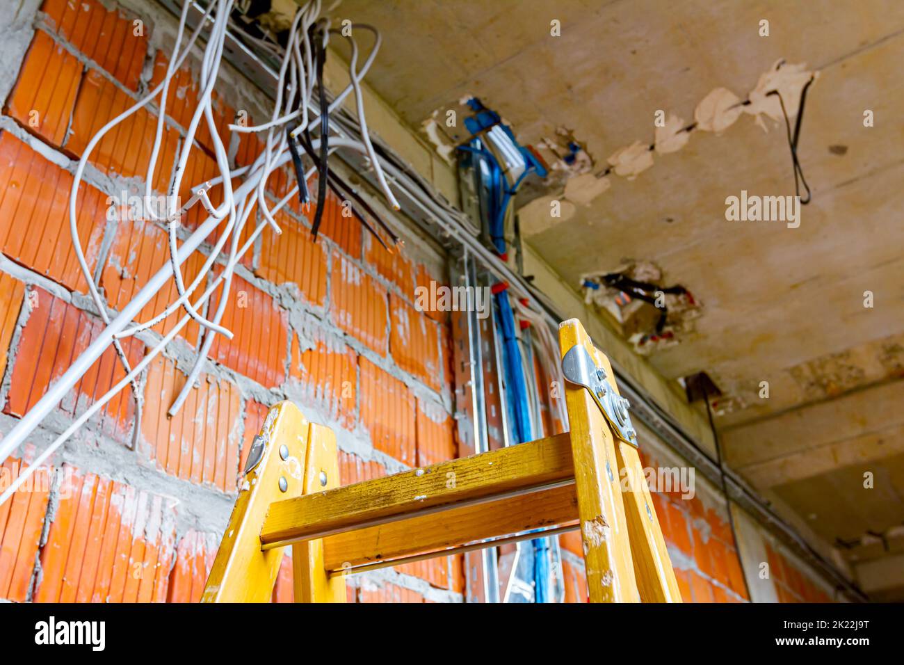 Ladders for easier installing cables, distribution boxes for