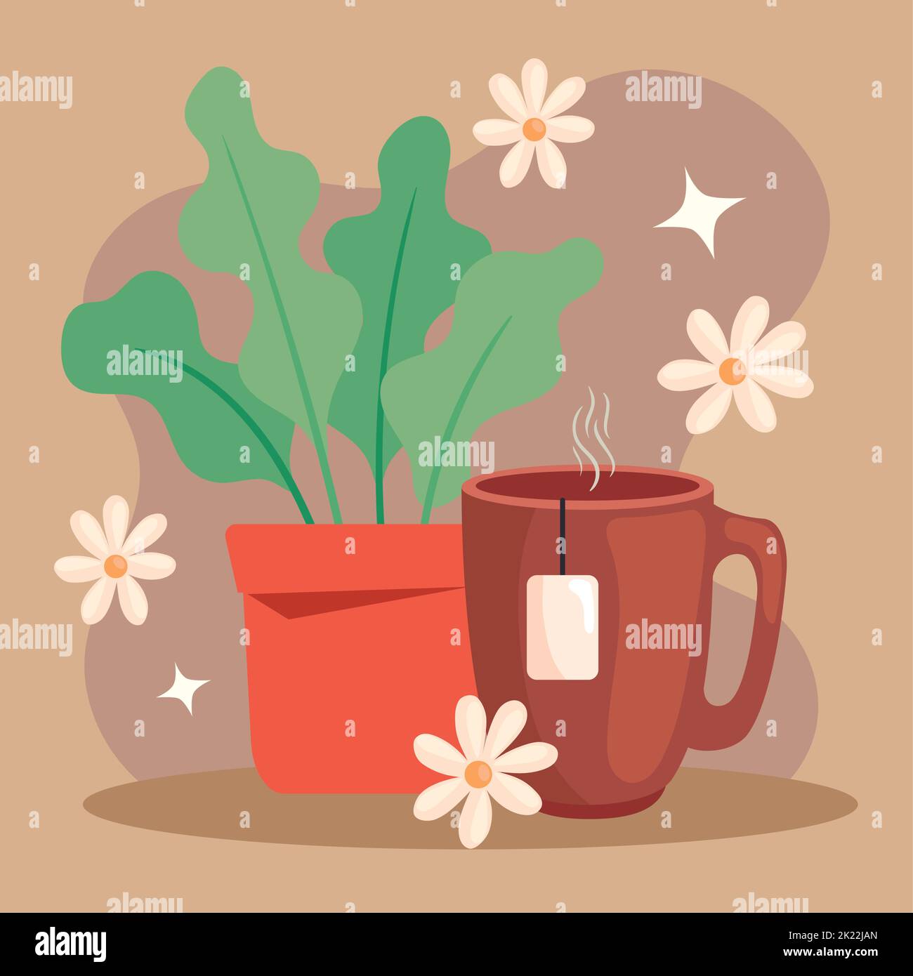 coffee mug with plant Stock Vector