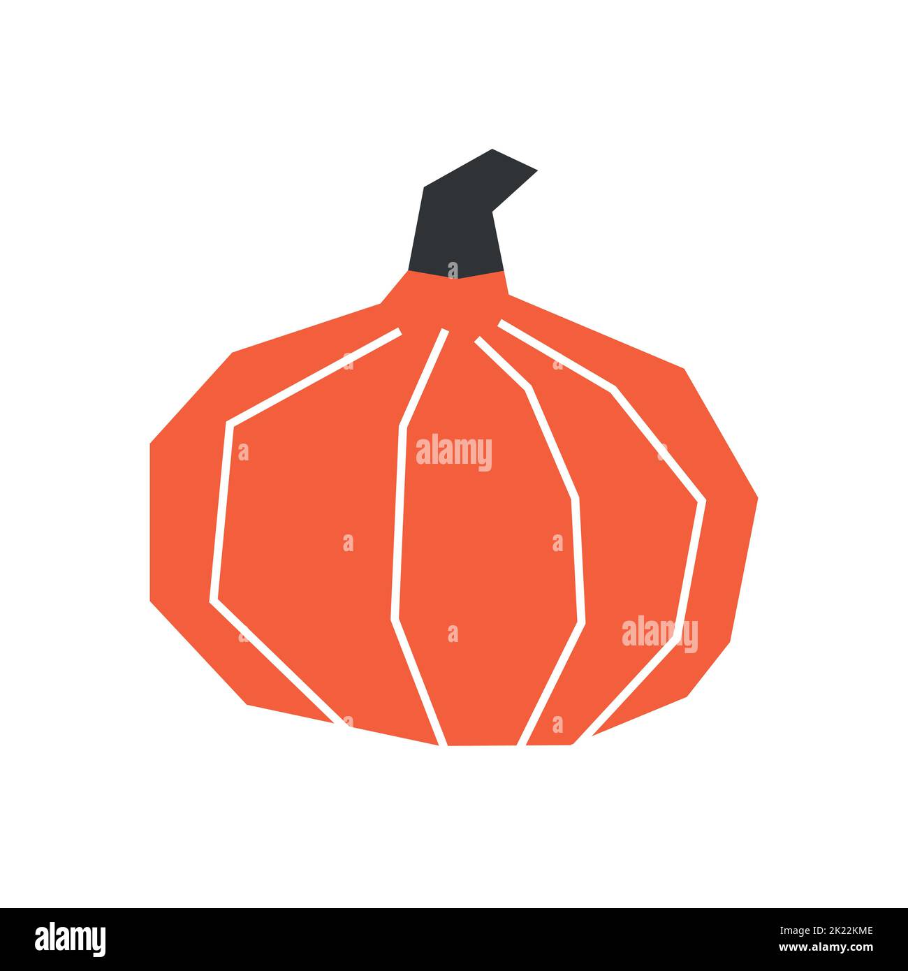 Vector isolated concept with botanical element - sweet baby pam pumpkin. Orange vegetarian symbol of autumn - fresh squash. Decorative geometric hallo Stock Vector
