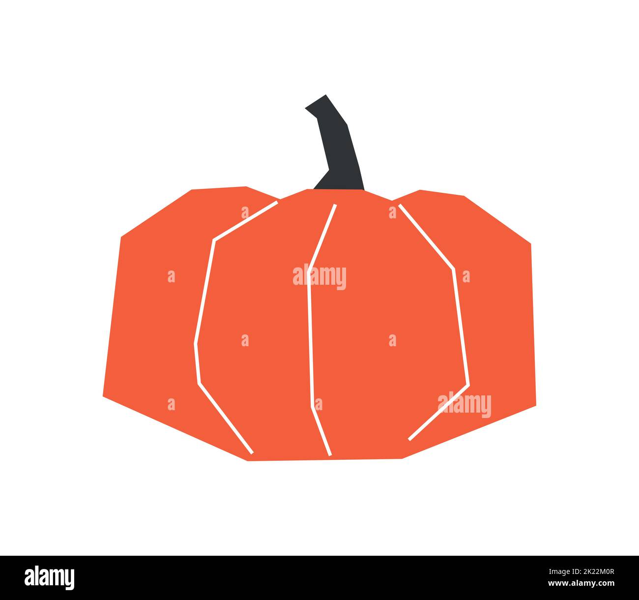 Vector isolated illustration with botanical element - fresh big max pumpkin. Orange vegetarian symbol of autumn - squash. Decorative geometric hallowe Stock Vector