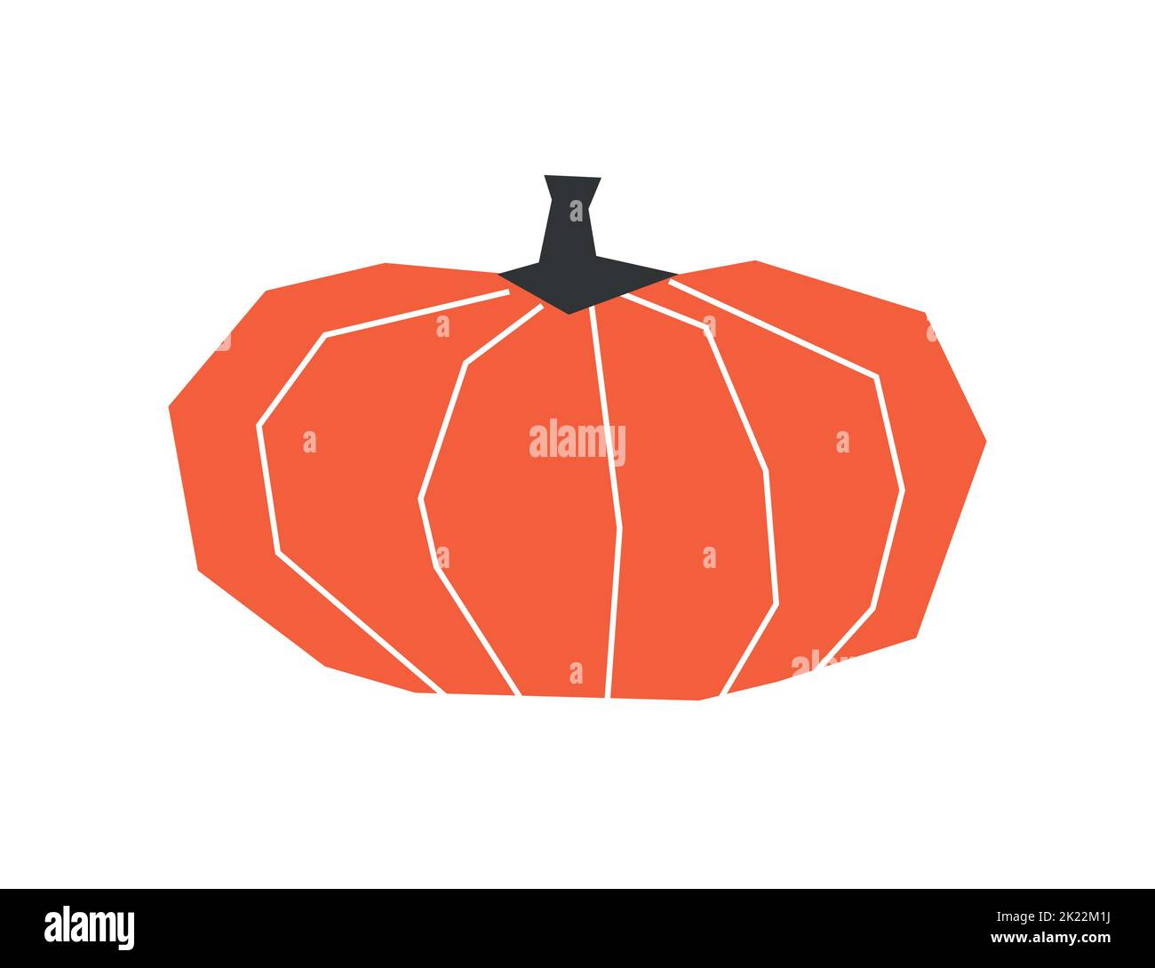 Vector isolated illustration with botanical element - fresh faitytale pumpkin. Orange vegetarian symbol of autumn - squash. Decorative minimalistic ha Stock Vector
