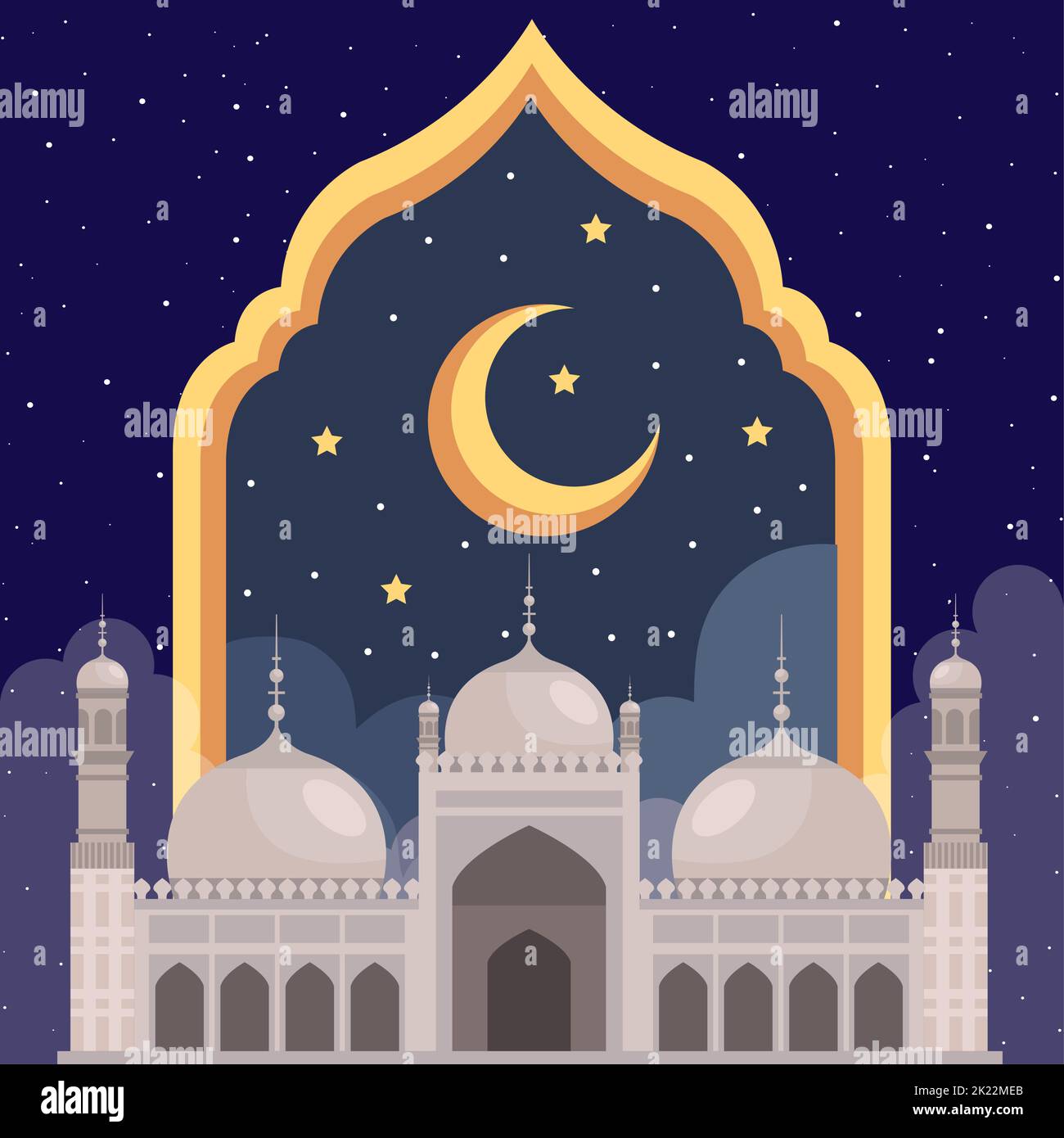 muslim culture mosque with crescent moon Stock Vector Image & Art - Alamy