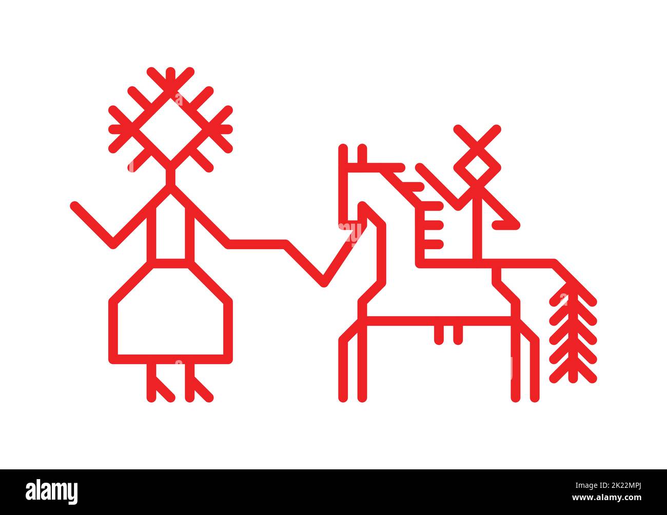 Vector national ornamental concept has red simple symbol of mother