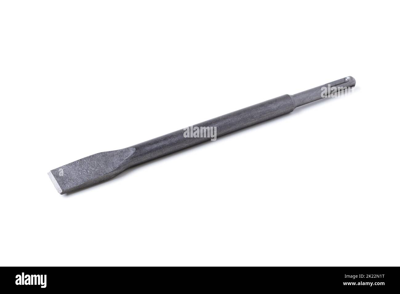Hammer drill chisel closeup isolated on white Stock Photo