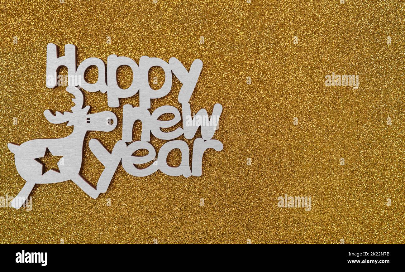 The inscription Happy New Year on a blue background. Stock Photo