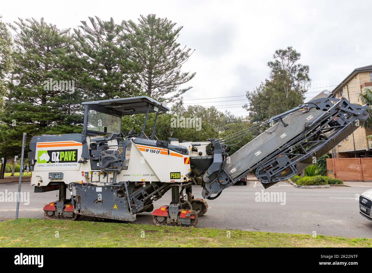 Asphalt road milling cold planing machine parked in Avalon Beach,Sydney
