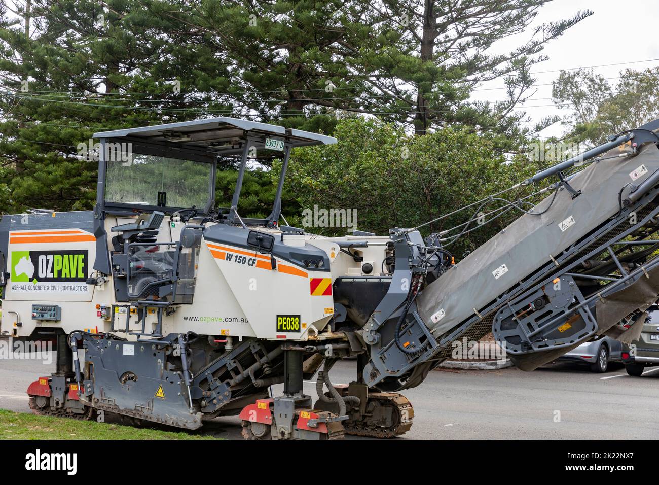 Asphalt road milling cold planing machine parked in Avalon Beach,Sydney